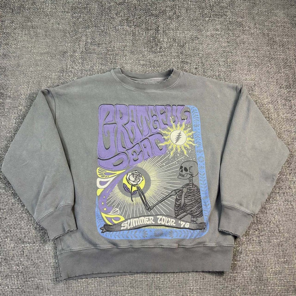 American Eagle Grateful Dead Sweatshirt Unisex XS Gray Summer Tour 76 Graphic